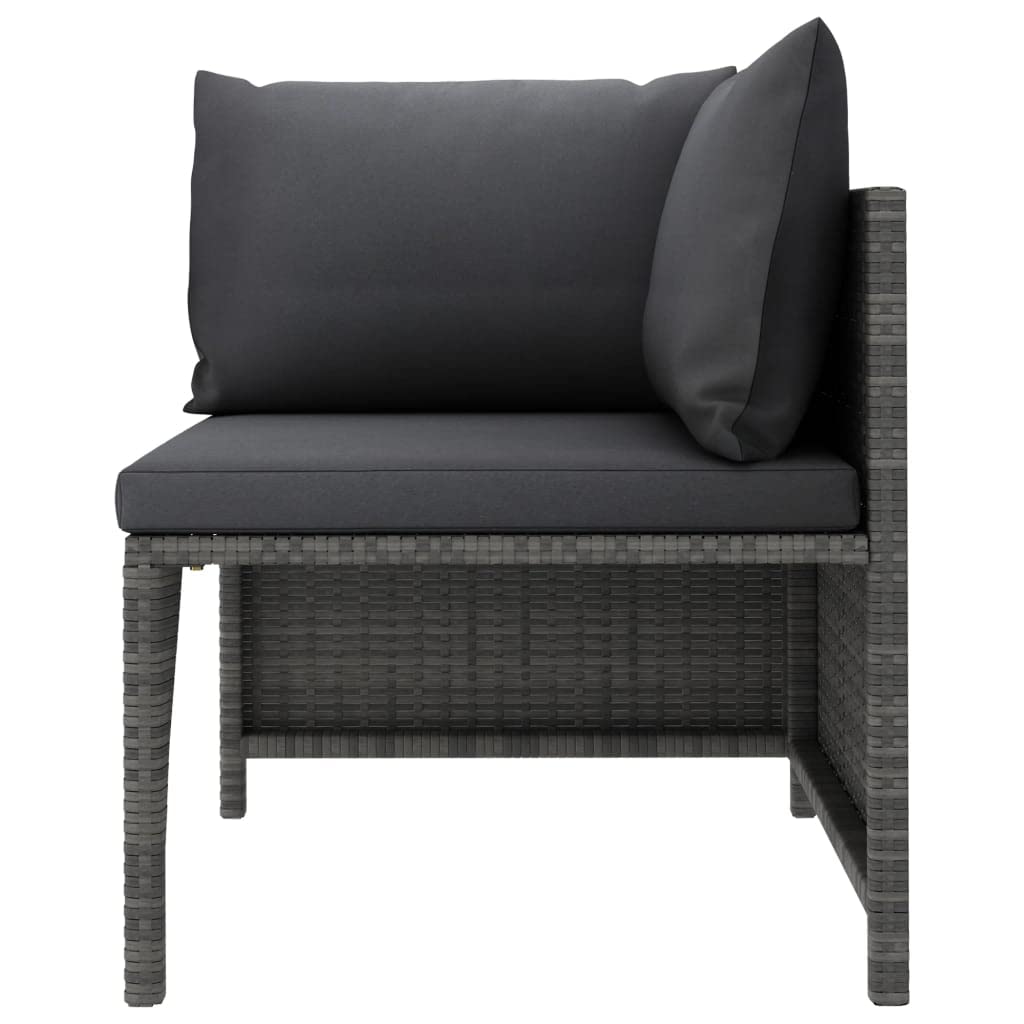 Set di mobili da giardino con cuscino, in polyrattan, grigio, set di mobili da giardino, per giardini, terrazze e balconi