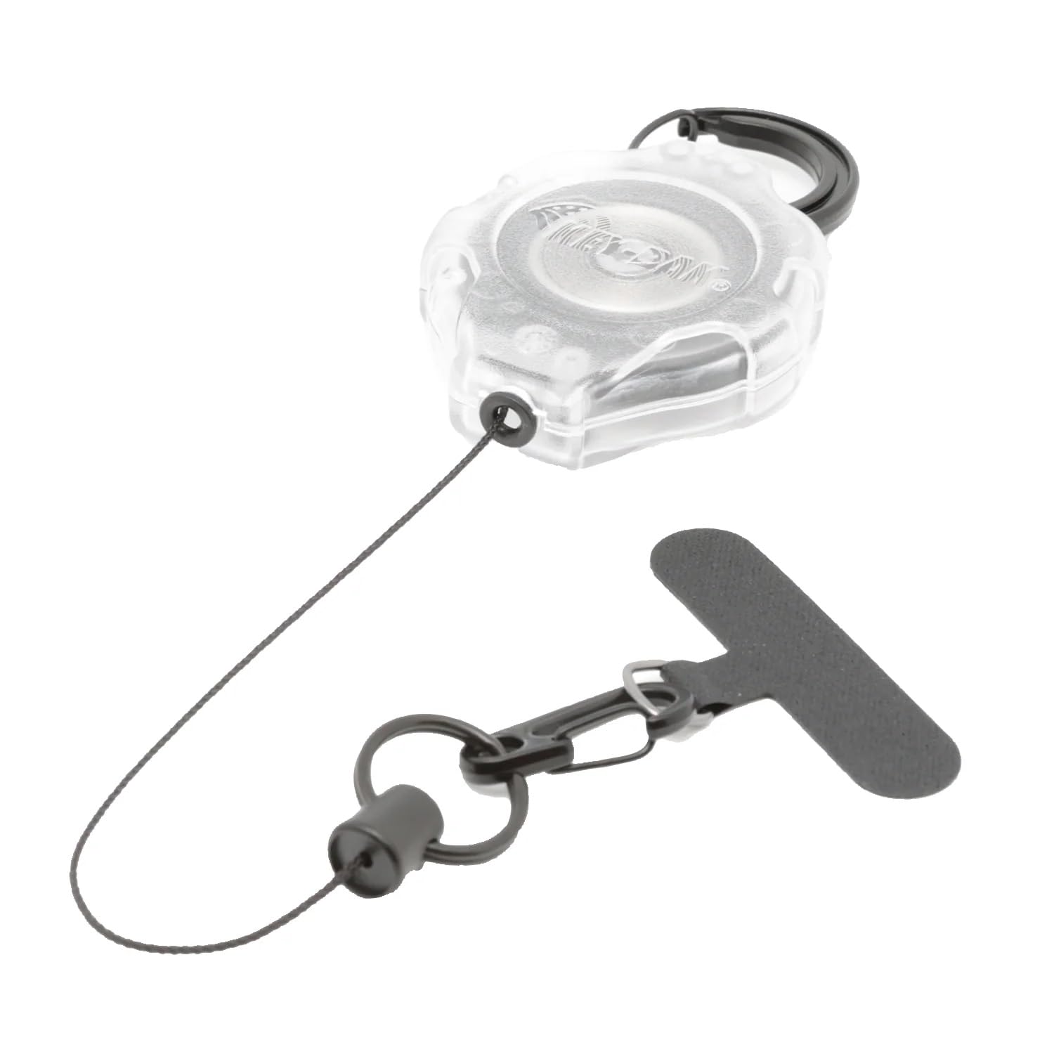 KEY-BAK Ratch-It Retractable Anti-Theft Phone Tether Cell Phone Lanyard with Carabiner & Universal Smartphone Case Anchor Clear