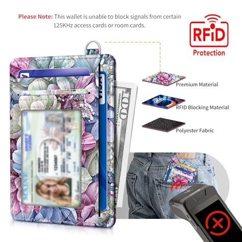 Image of Mayski Slim Wallet, Credit Card Holder for Women, Minimalist Front Pocket RFID Blocking Card Cases, Small Wallet Women Men(Happy Flower)