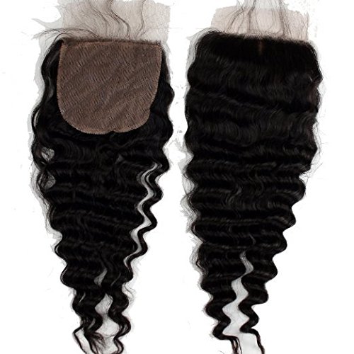 Remeehi Deep Wave Silk Base Top Closure Bleached Knots Free/Middle/3