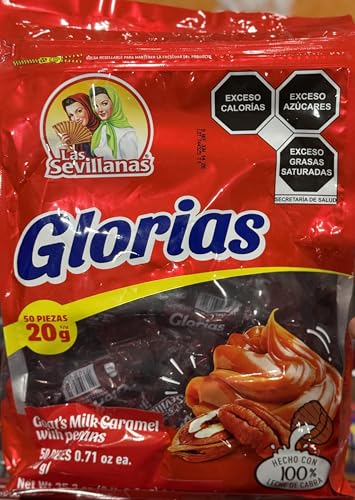 Las Sevillanas Glorias Goat’s Milk Caramel with Pecans | Authentic Mexican Candy | 50 Pieces, 35.27 oz