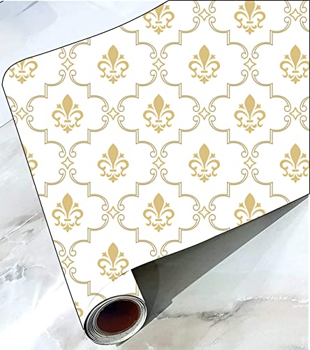 Image of CABANA HOMES Wall Stickers Botanical DIY Damask Wallpaper (45 x 125 cm, 2 Rolls) (12 sq. ft) Decorative Self Adhesive Decals Bedroom, Living Room, Office, White