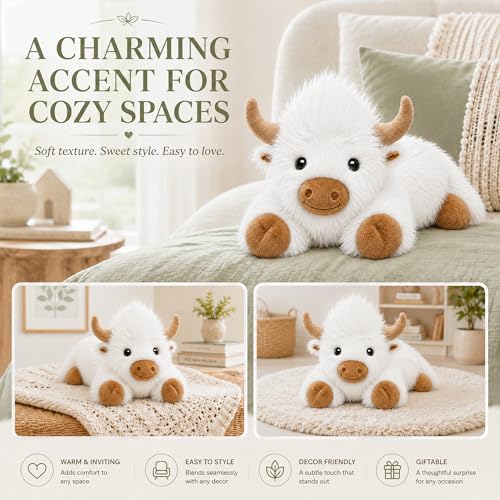 Image of JDF 5lbs Highland Cow Weighted Stuffed Animals, 22in Giant Highland Cow Gift Plush Toy, Adorable Stuffed Animal Adults & Kids Highland Cattle Plushie Pillow Decor