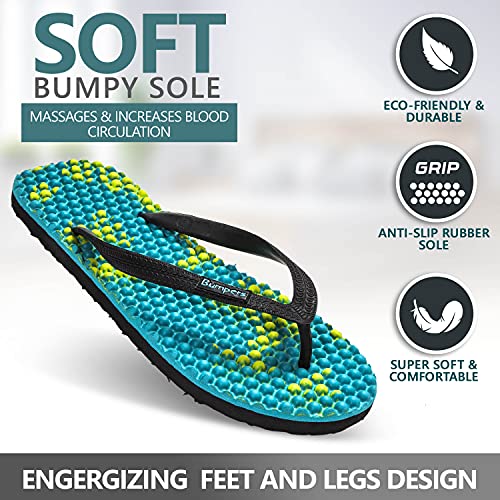 Image of Bumpers Flip Flops For Men - Beach & Shower Sandals For Mens, Comfortable Massage Acupressure Slippers, Indoor & Outdoor Footwear