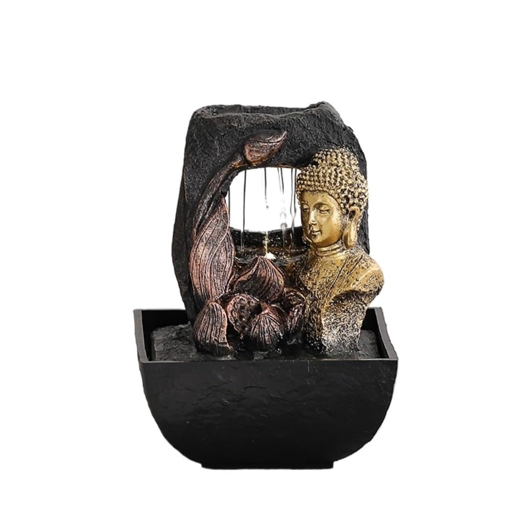 Fontaine à eau de bureau Bouddha chinois ornement en résine sculptée