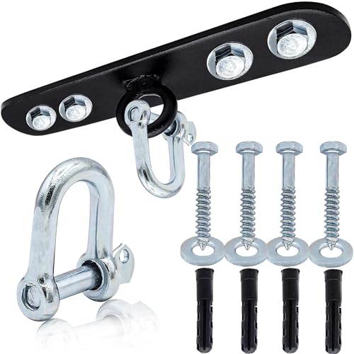 SialPro Punching Bag Ceiling Mount Bracket, 18 Gauge Iron, 8 inches, with D-Shackle, Bolts, Wall Plugs, for Boxing, MMA, Muay Thai, Kickboxing