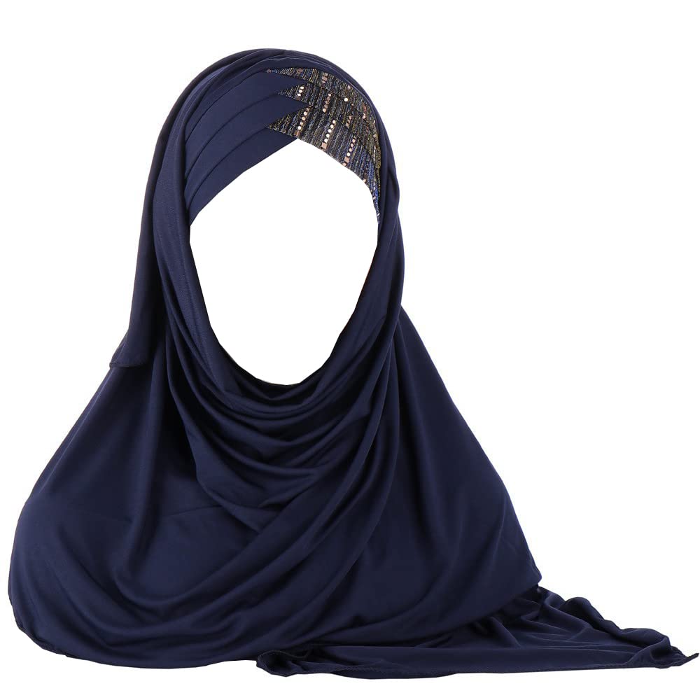 JDYaoYing Glitter Sequin Hijab Muslim Head Wrap Scarf Islamic Shawl Long Turban Cap Head Cover