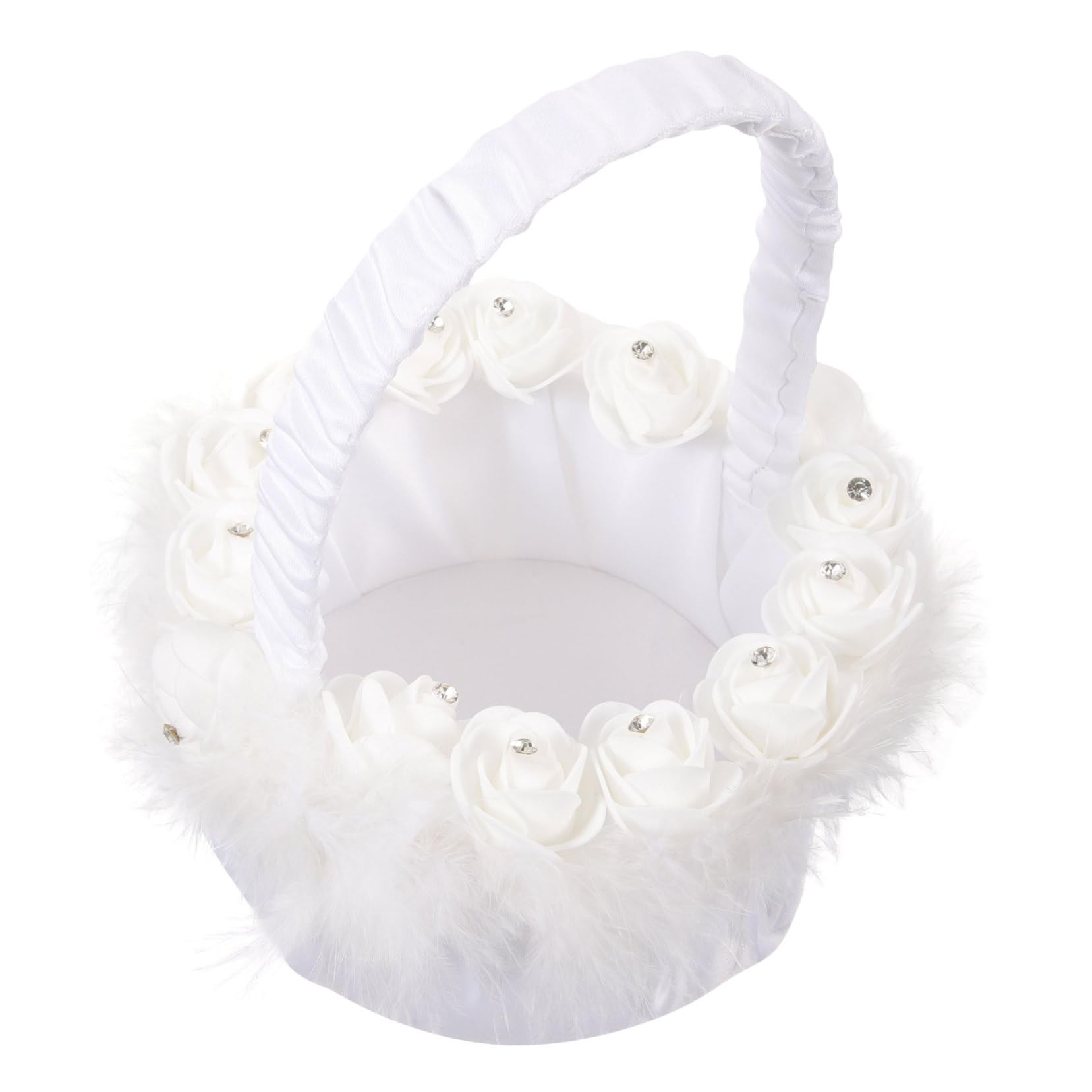 GREENADSCAPE GREENADSCAPE Cesta De Fiesta Canasta De Dama De Honor Cesta De Floristas Cesta Colgante De Cocina Cestas De Canasta De Novia Cesta Porta Anillos Canasta De Rosas Plástico Texturizado