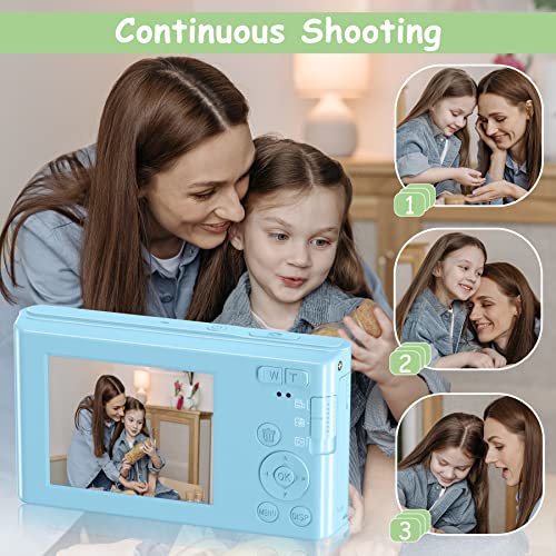 Digital Camera, 4K 44Mp Kids Camera With 32Gb Sd Card And 2 Rechargeable Batteries, Small Mini Point And Shoot Compact Digital Cameras For Beginners, Kids And Teens - Blue By Uikicon #TOP5