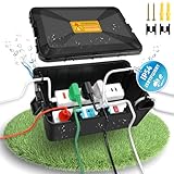 Valchoose Großer Außen Kabelbox Wasserdicht (32x22x13cm), IP54-Wasserdichte Steckerschutz mit 7 Kabeleinführungen zum Schutz von Steckern, Steckdoseleisten und Urlaubsdekorationlicht (Schwarz)
