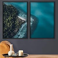 2 Piece Framed Canvas Wall Art Coastal Scenery Canvas Prints Home Artwork Decoration for Living Room,Bedroom - 16