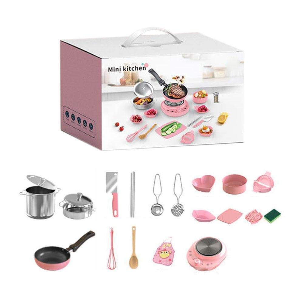 Juego de cocina para niños, 22 piezas, accesorios de juguete de acero de grado alimenticio, juego real para niños
