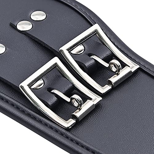 Roluck Leder Halsbänder mit Große O-Ring 2 Schloss Flirt Gothic SM Choker Abschließbar Halsfessel Sex Spielzeug
