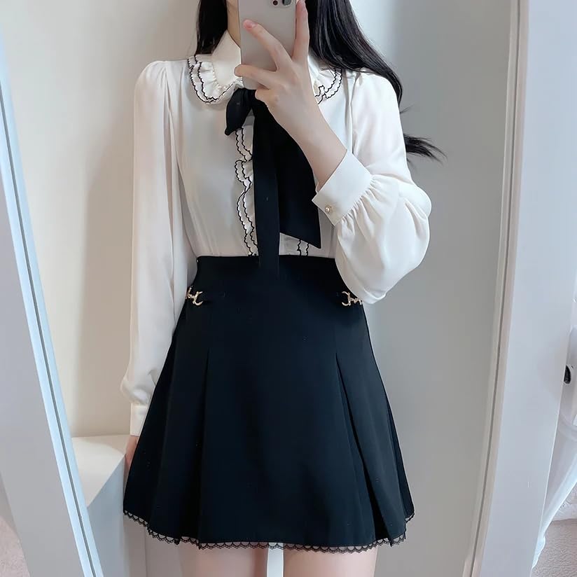 Camisas de oficina de manga larga estilo coreano para mujer