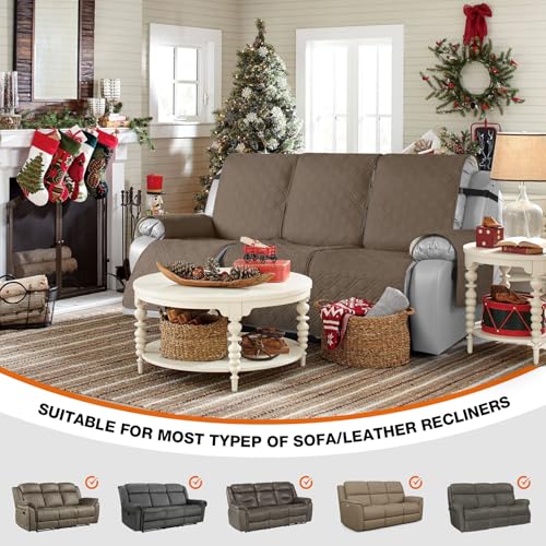 Image of VANSOFY Waterproof Recliner Couch Covers Washable, Brown,3 Seater | 1-Piece, Non-Slip with Elastic Straps, Sofa Cover with Pocket for Dogs, Pets