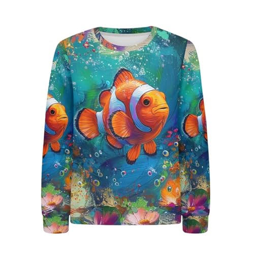 PinUp Angel Kids Long Sleeve Sweatshirt Casual Lightweight Cute Animal Artistic Oil Painting Patterned Pullover Top