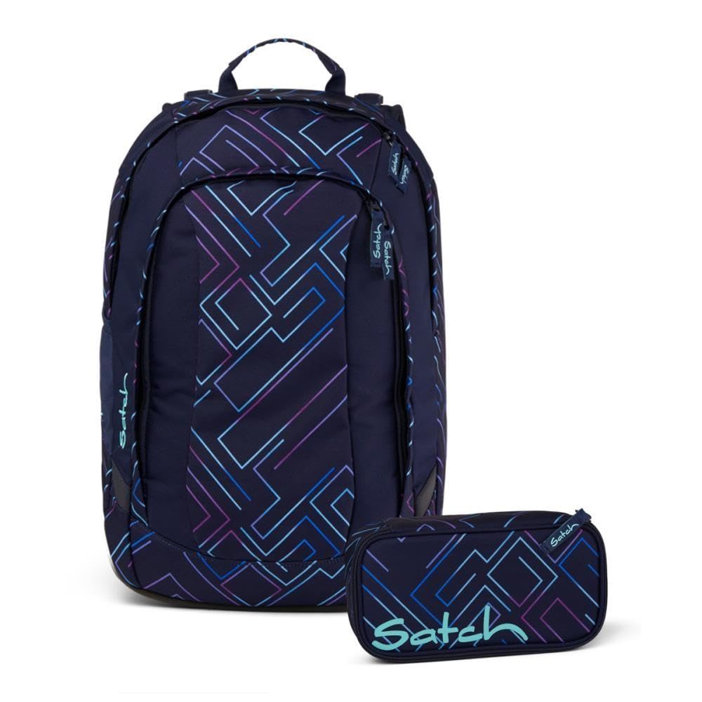 Satch Schulranzen Schulrucksack-Set AIR Purple Laser 2-teilig