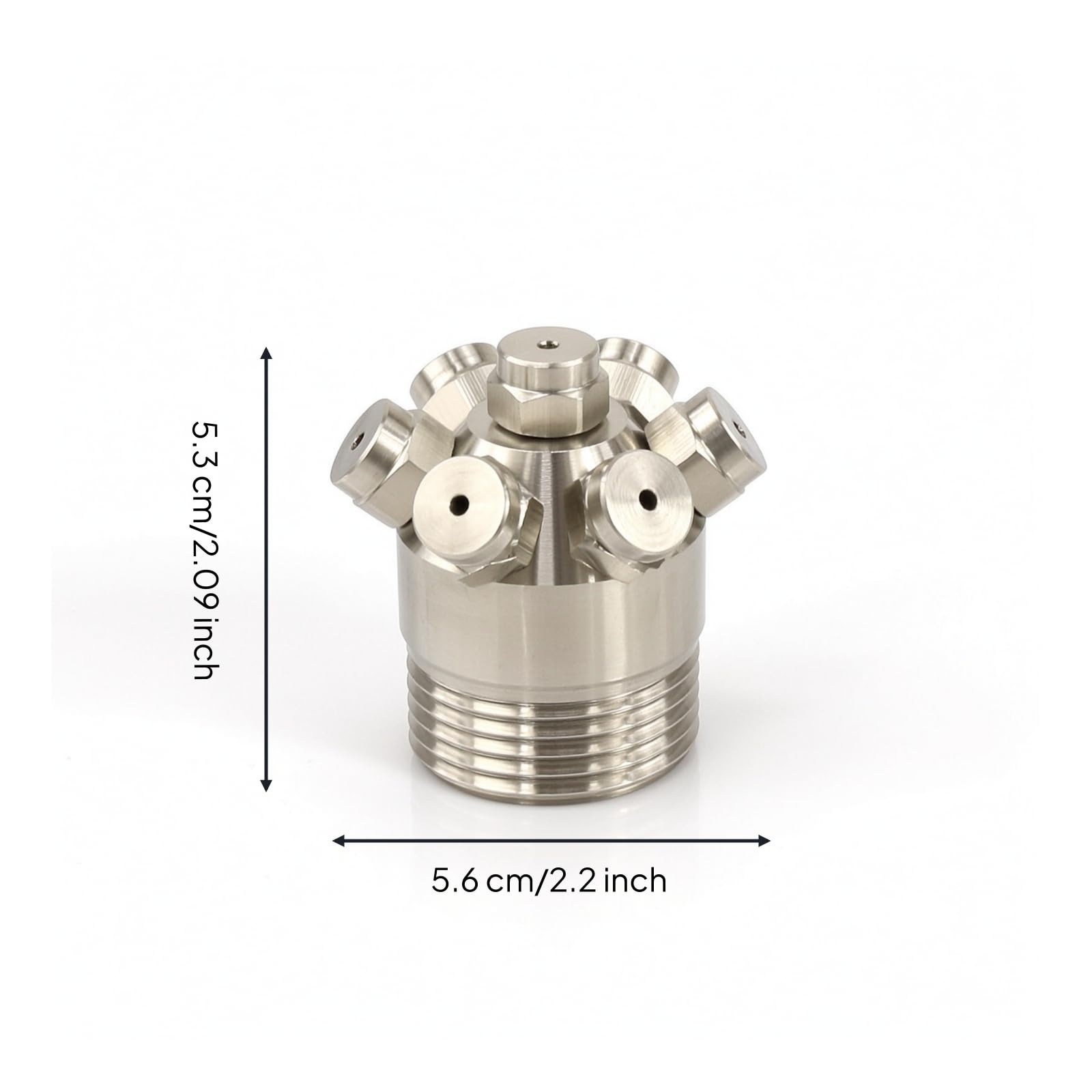 Multi Düse Sprühkopf Edelstahl Zerstäuber Mehrloch Sprinkler Aufsatz Sprühdüse mit 7 Öffnungen aus 304 Edelstahl Feiner Nebel für Kühlung, size to 1
