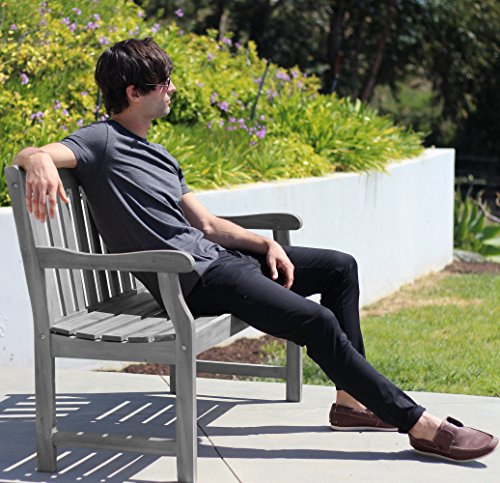 Vifah V1620 Atlantic 5-Foot Garden Bench, Grey-Washed - Thumbnail 3