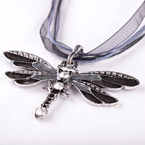 AKOAK Fashion Creative Bohemian Jewelry Ethnic Multi-layer Chain Colorful Enamel Dragonfly Pendant Necklace（Black） image 5