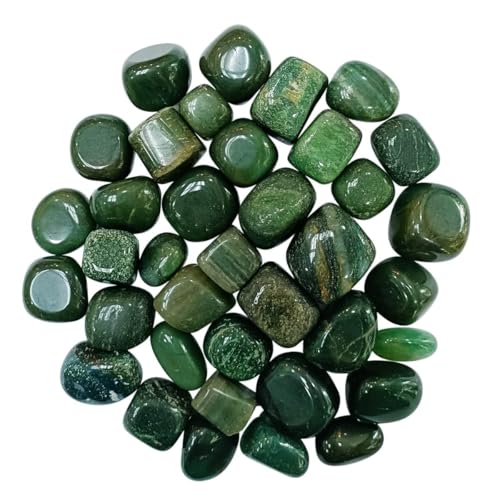 Image of Crystal Green Zade Tumble Stone Pebble Tumbled Gemstone for Reiki Healing Vastu Correction Gravels for Aquarium Home Decor Garden Table 100 Gm
