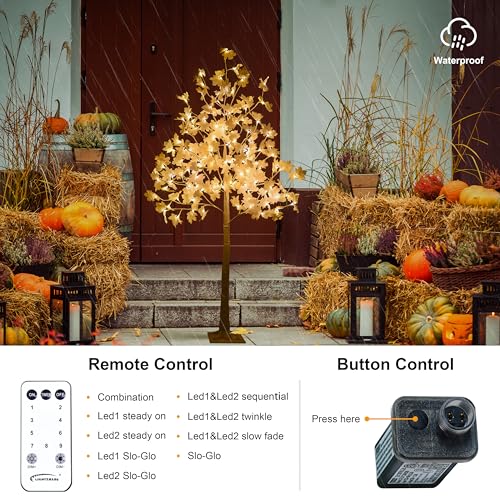 image for LIGHTSHARE 6 ft. Maple Tree - 120 LED Lights, Warm White, Cold White L