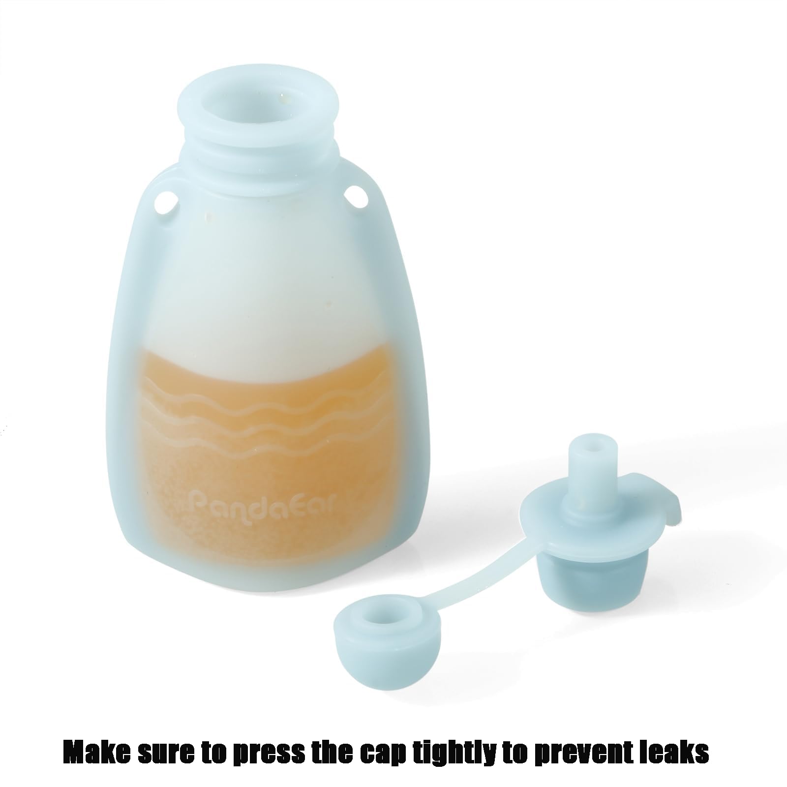 PandaEar Lot de 3 Gourdes Bébé en Silicone Réutilisables avec 3 Cuillères à Purée, Poches à Presser Sans BPA pour Nourrissons et Tout-Petits, 150 ml (Beige, Bleu et Vert)