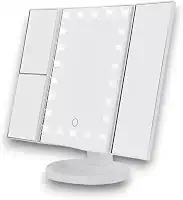 Espelho de Maquiagem LED Dobrável com Regulagem de Luz: Iluminação Tipo Camarim, Touch, Zoom, Portátil para Penteadeira - NEXUS MARKET