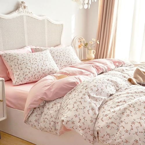 Freyamy Bettwäsche 200x220 Beige Bunt Blumen Aesthetic Bettwäsche Set – Ansicht 1