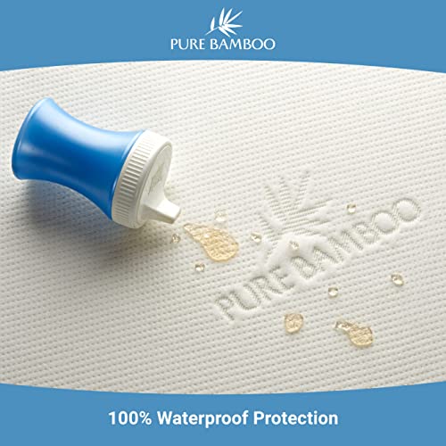 Image of Bamboo Crib Mattress Protector by Pure Bamboo, Waterproof - Breathable, Noiseless Mattress Cover Pad Protects Against Moisture & Stains - Fits 52x28x6 inch Mattress