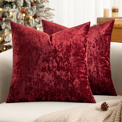 Samtkissen Weihnachten 27 MIULEE 2er Set Weihnachten Kissenbezüge Eisblume Sofakissen...