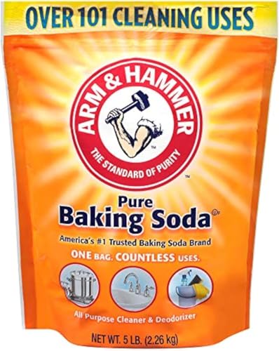 Kajal Arm & Hammer Baking Soda 5 LB Natron Polvo, 1 unidad, 100% bicarbonato de sodio, versátil para el hogar, hornear, limpieza y neutralización de olores con pegatinas Kajal