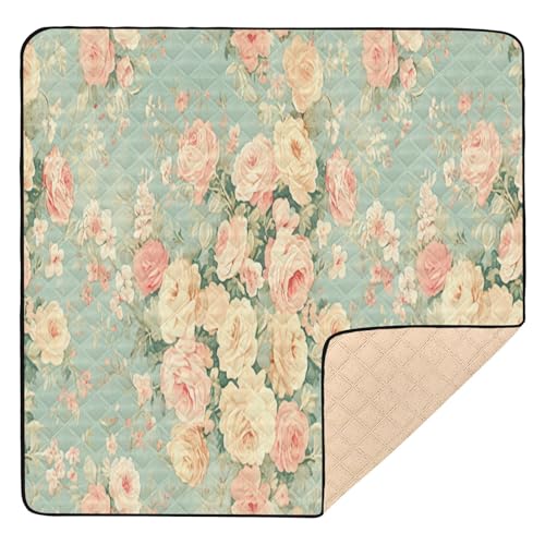 Kigai Cartoon Flowers Baby Play Mat for Floor and Playpen 50x50 inch Non-Slip Baby Activity Playmat Waterproof Foldable Crawling Mat for Infants Toddlers