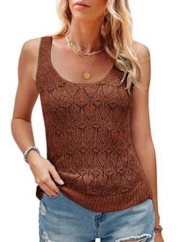 Image of Womens Sleeveless Tank Tops Summer Knit Sweater Vest Casual Cami Shirts Tops