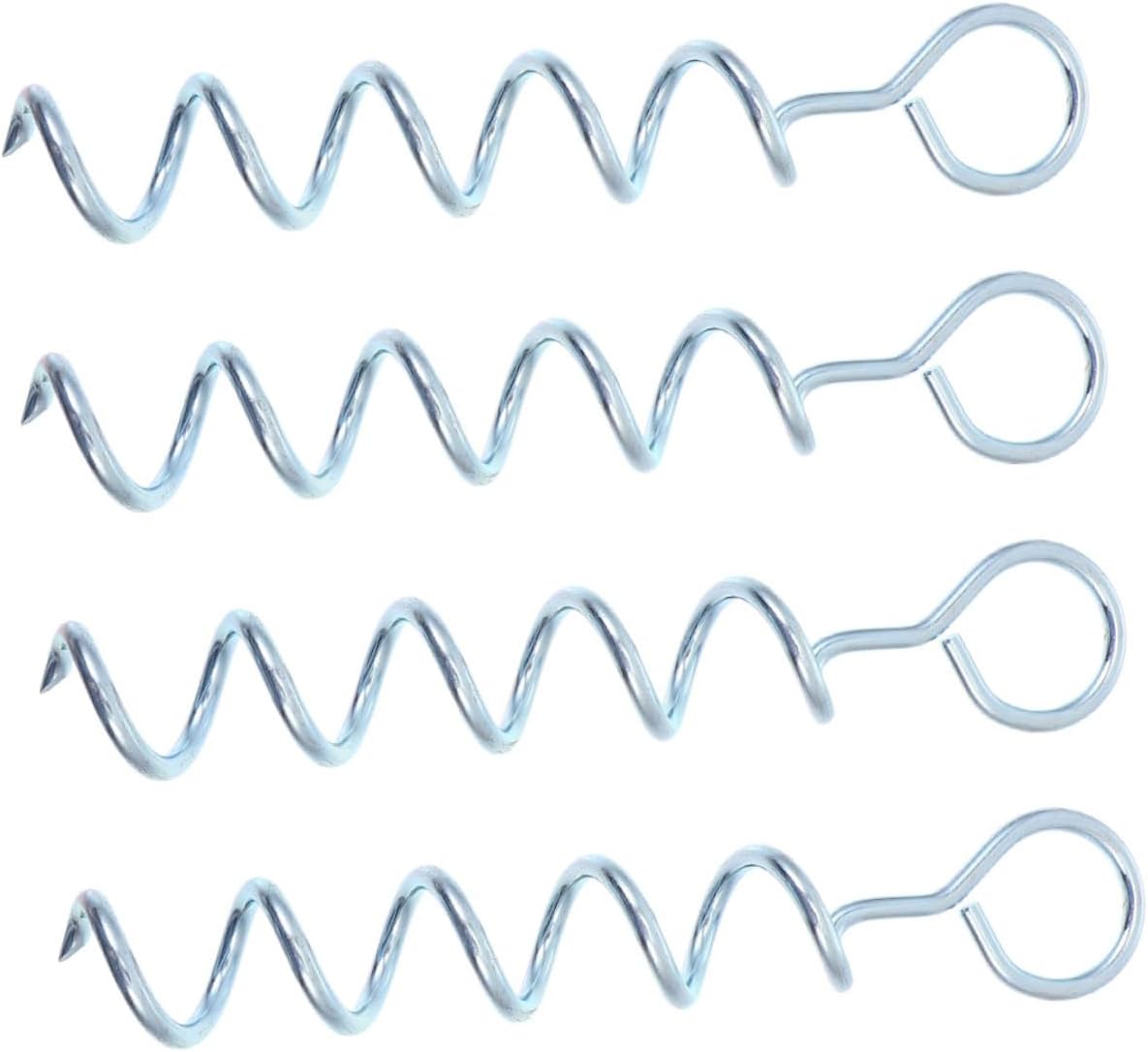 Kisangel 4pcs Outdoor Camping Tent Stakes Heavy Duty Spiral Ground Anchors Iron Reusable Tent Pegs for Lawn Yard Trampoline Shelter Securing