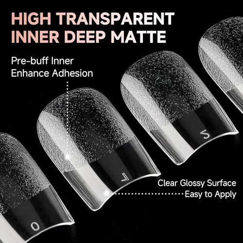 Image of UNA GELLA Short Square Nail Tips, 312pcs Nail Tips Square Fake Nails