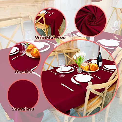 Jyflzq Burgundy Rectangle Tablecloth 60 X 102 Inch For 6 Foot Tables Washable Stain Resistant Polyester Table Cover Cloth For Parties Banquet Wedding(Equipped With 6 Napkin Cloth) #TOP5