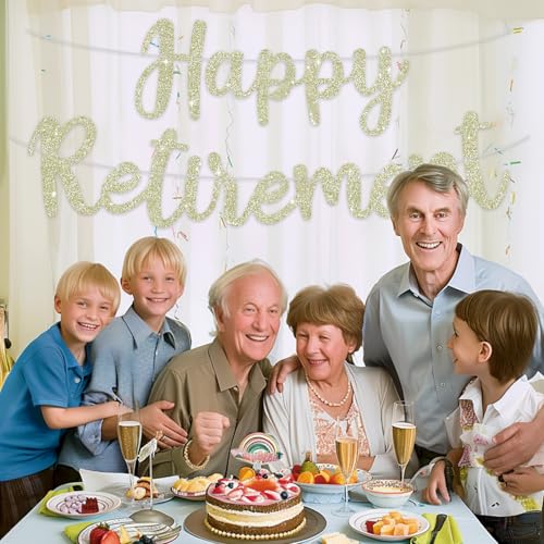 Image of BEISHIDA Pre-Strung Champagne Happy Retirement Banner Party Decoration