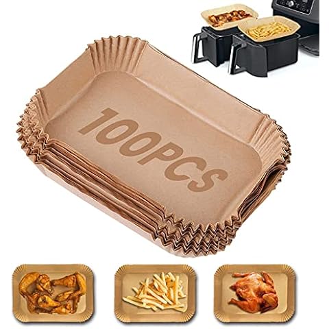 100Pcs Air Fryer Disposable Paper Liner for Ninja Dual, 8.7inch Air Fryer Parchment Paper Liner, Air Fryer Liners Compatible with Dual Zone Air Fryer Cover