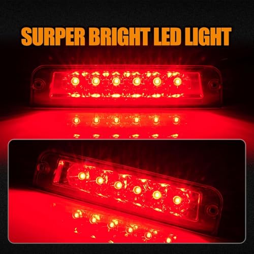 Image of Third 3rd Brake Light LED for 1997-2006 Jeep Wrangler, High Mount Rear Brake Lights Assembly for 97-06 Wrangler TJ, Waterproof Center Cab Lamp Stop Light (RED)