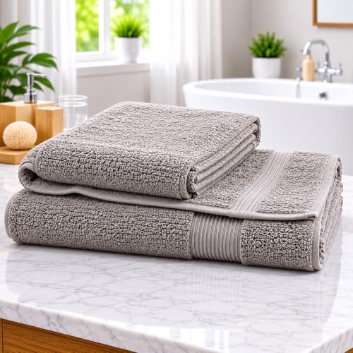 Image of Luxury Bath Towel for Men & Women | Ultra Soft & Super Absorbent 600 GSM Premium Cotton Feel Towel | Large Size 70 x 140 cms | Quick Dry Daily Use Bathroom Towel | 1 Piece - Steel Grey