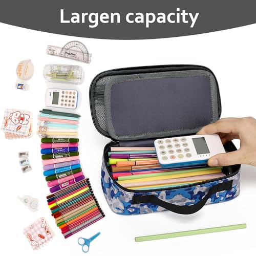 Image of XQXA Large Capacity Pencil Case Multi-Slot Pencil Pouch Durable Pencil Box Portable Makeup Bag with Handle for Office