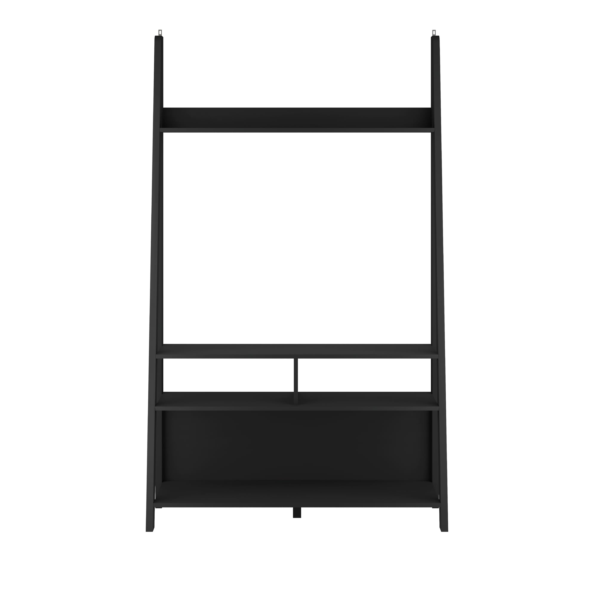 LPD Home Tiva Ladder Entertainment TV Unit | 3-Tier Leaning Media & Storage Shelves | Stylish Corner or Wall TV Stand | Modern Home Display & Organisation (Black)