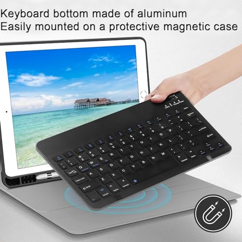 Image of Thanice Bluetooth Keyboard and Mouse Combo Ultra-Slim Portable Rechargeable Compact Wireless Mouse Keyboard Set for Pad /iPad Pro /iPad mini /iPad Air Mac OS,Android Windows iOS and Above(Black)