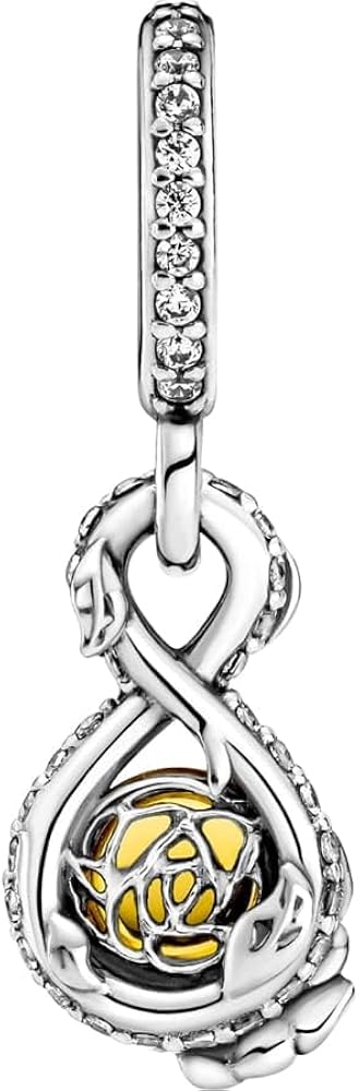 Amazon.com: PANDORA Disney Belle Infinity & Rose Flower Pendant