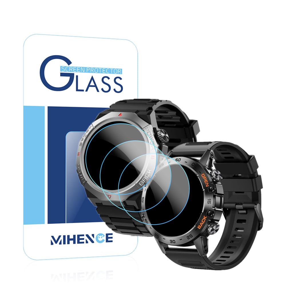 Mihence Screen Protector Compatible with K52 1.39 Inch Smartwatch, 9H Tempered Glass, Screen Protector Compatible with ESFOE K52 / SUNKTA K52 / Linwear K52 / ATEVENSE K52 / EIGIIS K52 1.39 Inch