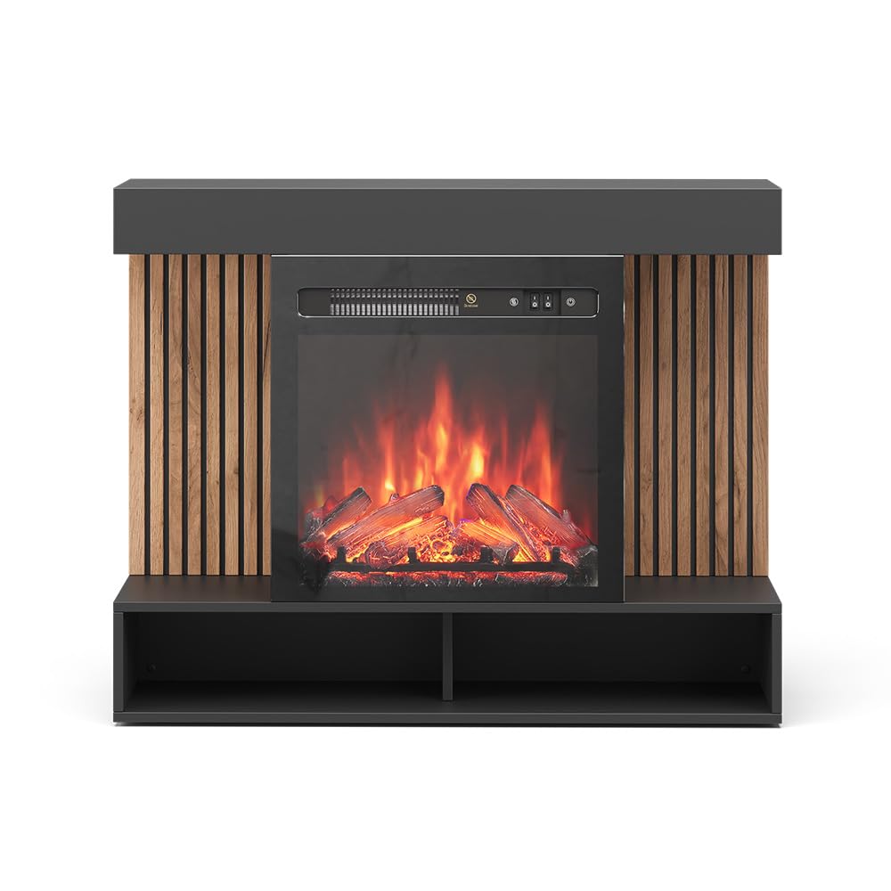 Vicco Chimenea eléctrica Lynea, Negro, 100 cm