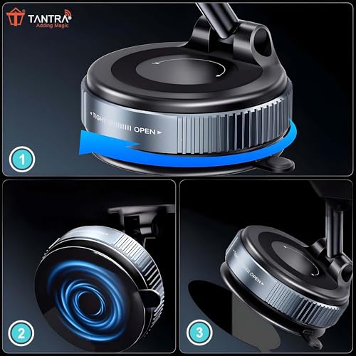 Image of TANTRA Strong Magnetic Phone Holder for Car with Vacuum Suction Mount for Your Car, Magnetic Phone Mount Compatible with All Smartphone