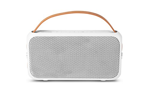 MEDION E65555 Bluetooth 4.0 Lautsprecher (2 x 10 Watt, AUX Anschluss, IPX4 Spritzwassergeschützt, USB Anschluss, integrierte Powerbank, 1300 mAh, Li-Ion Akku) weiß