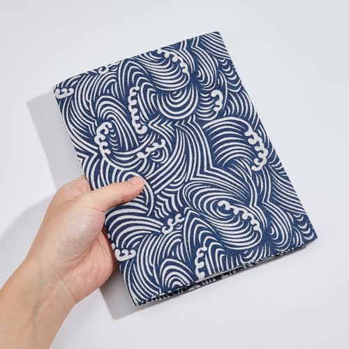 SUPERFINDINGS Book Cover Sleeve A5 Paperback Book Protector with Japanese Wave Midnight Blue Book Sleeve Washable Book Cover Fabric Novel Book Sleeve for Book Lovers 14.9x21.8cm - Image 3